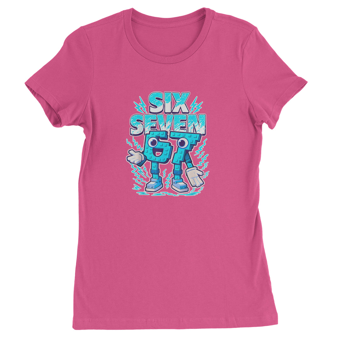 67 Brainrot Meme Slang Womens T-shirt Hot Pink