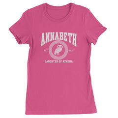 Annabeth Daughter of Athena Owl Wisdom Womens T-shirt Hot Pink