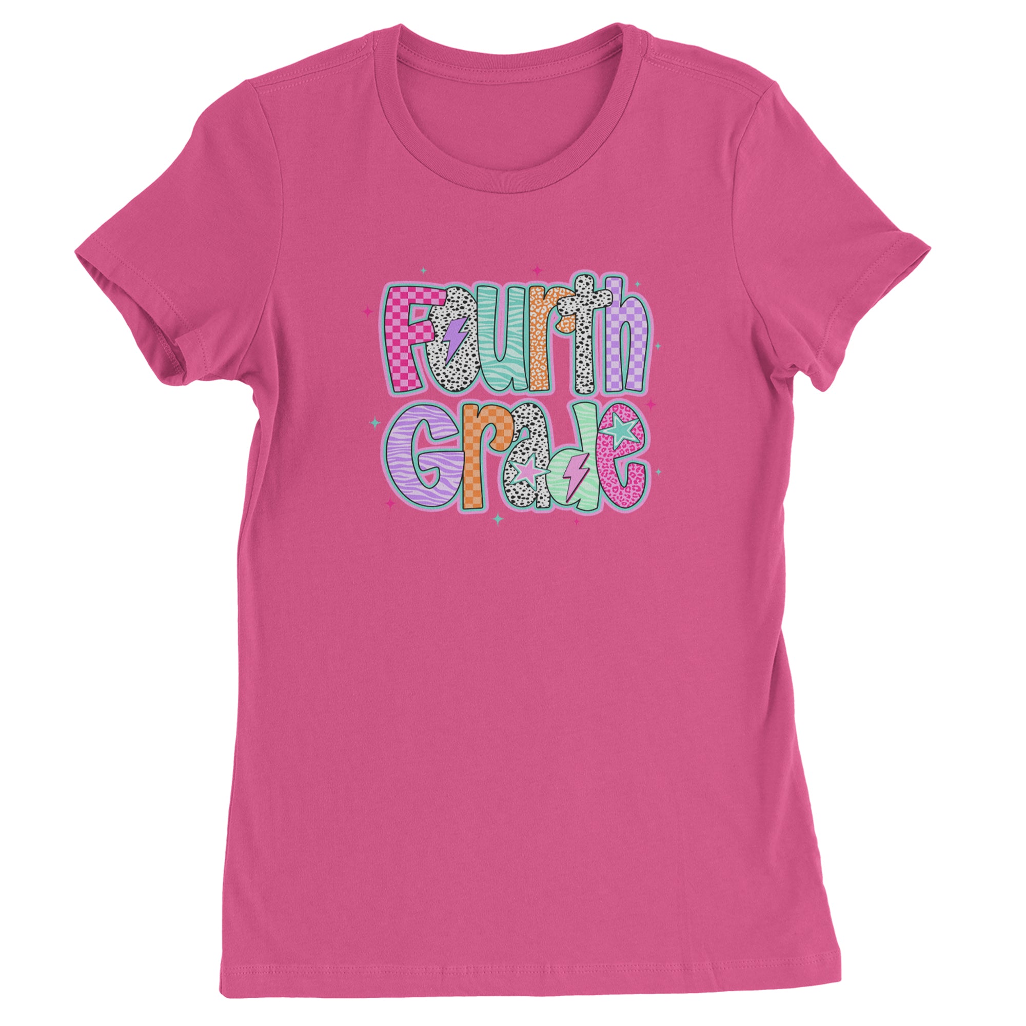Fourth Grade Fierce Colorful Back to School Womens T-shirt Hot Pink