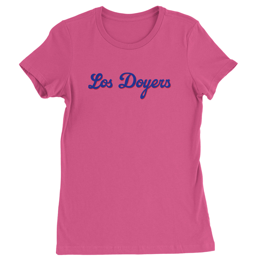Los Doyers LA Baseball Womens T-shirt Hot Pink