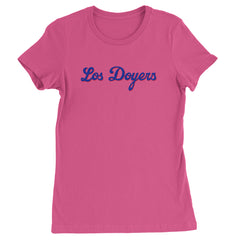 Los Doyers LA Baseball Womens T-shirt Hot Pink
