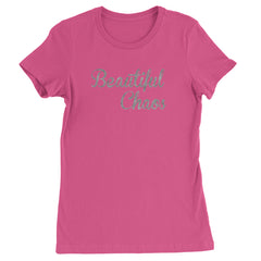 Beautiful Chaos Glitter Music Festival Womens T-shirt Hot Pink