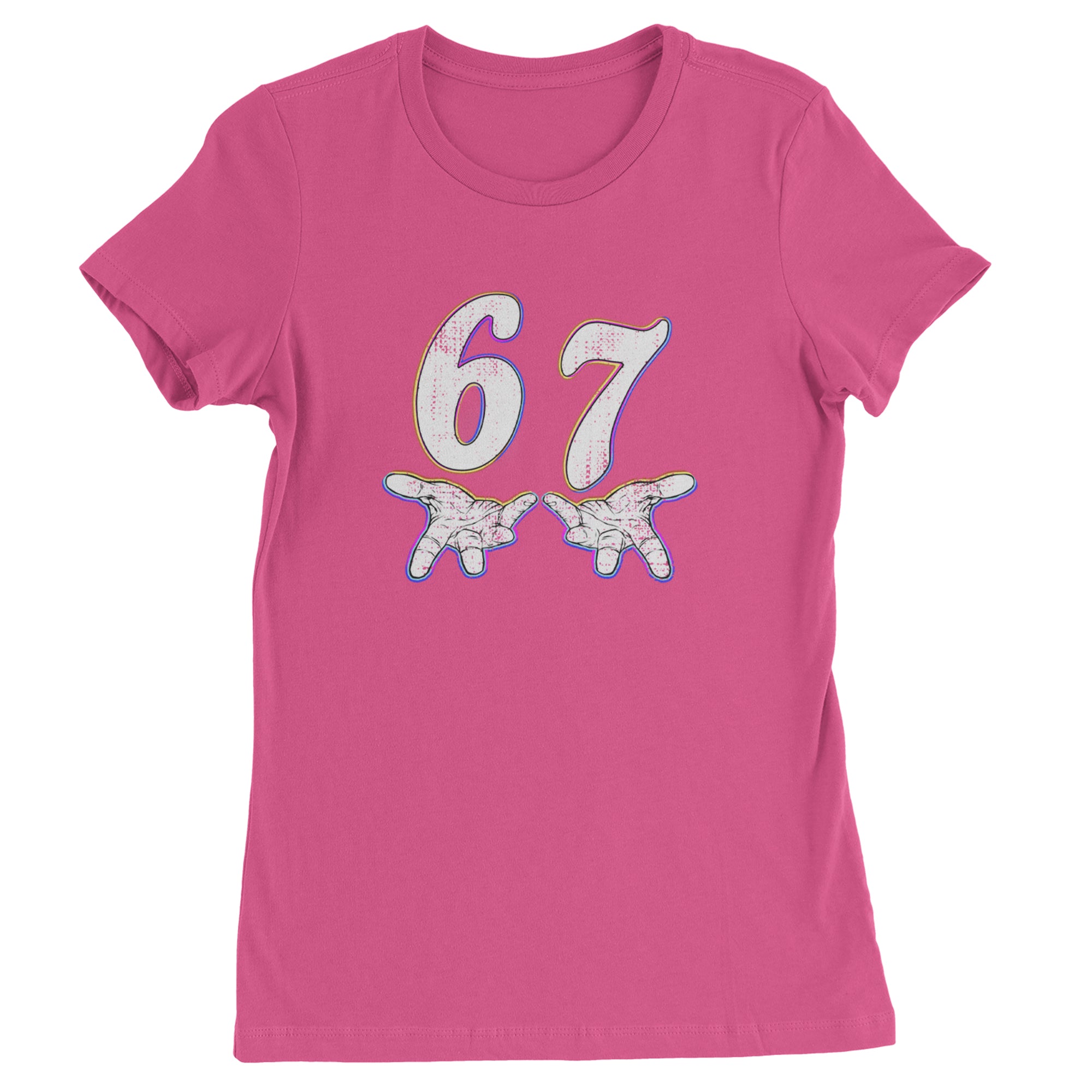 67 Hands Meme Viral Drill Womens T-shirt Hot Pink
