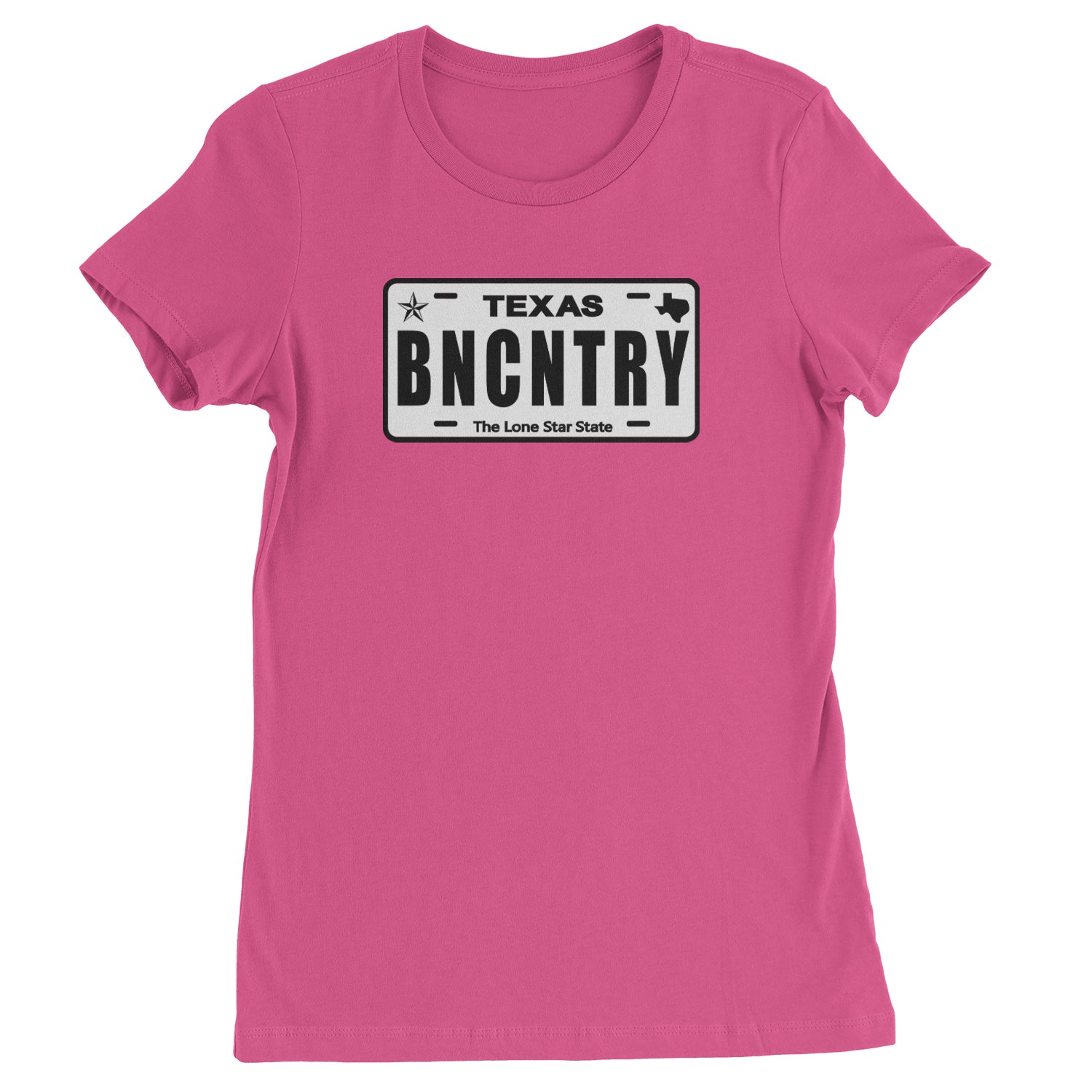 Texas License Plate BNCNTRY  Womens T-shirt Hot Pink