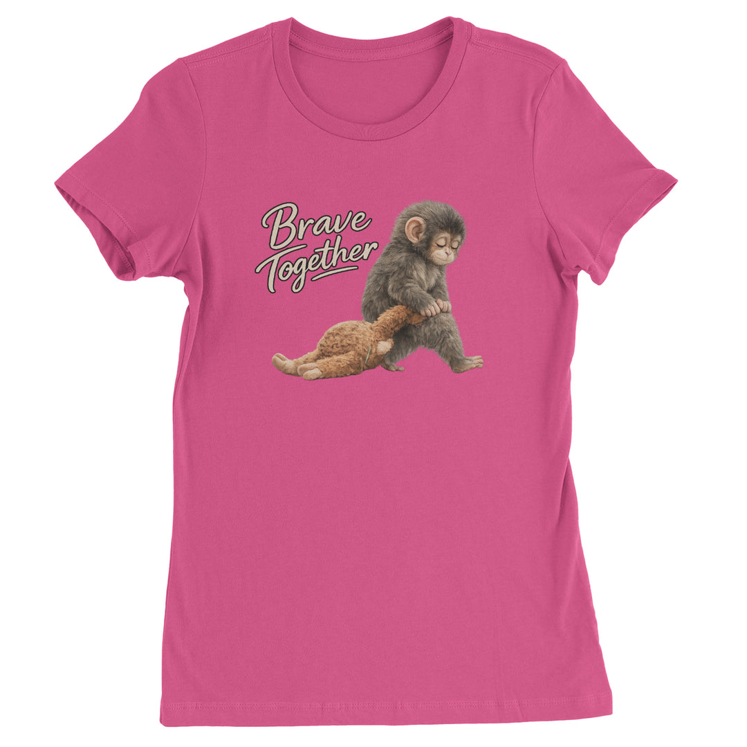 Punch Brave Together Stuffed Animal Womens T-shirt Hot Pink