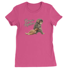 Punch Brave Together Stuffed Animal Womens T-shirt Hot Pink