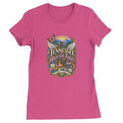 Tennessee Mountain Angel Wings Dolly Womens T-shirt Hot Pink