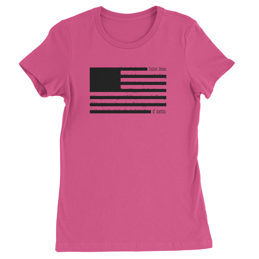 Redacted American Flag Womens T-shirt Hot Pink