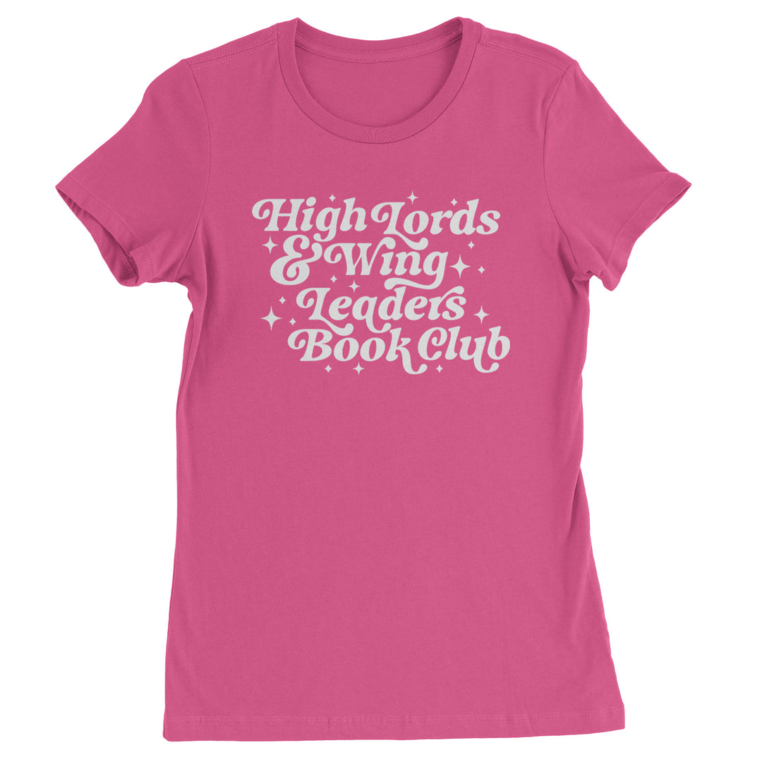 "High Lords & Wing Leaders Book Club" romantasy slogan graphic on a women's heavyweight cotton T-shirt