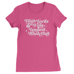 "High Lords & Wing Leaders Book Club" romantasy slogan graphic on a women's heavyweight cotton T-shirt