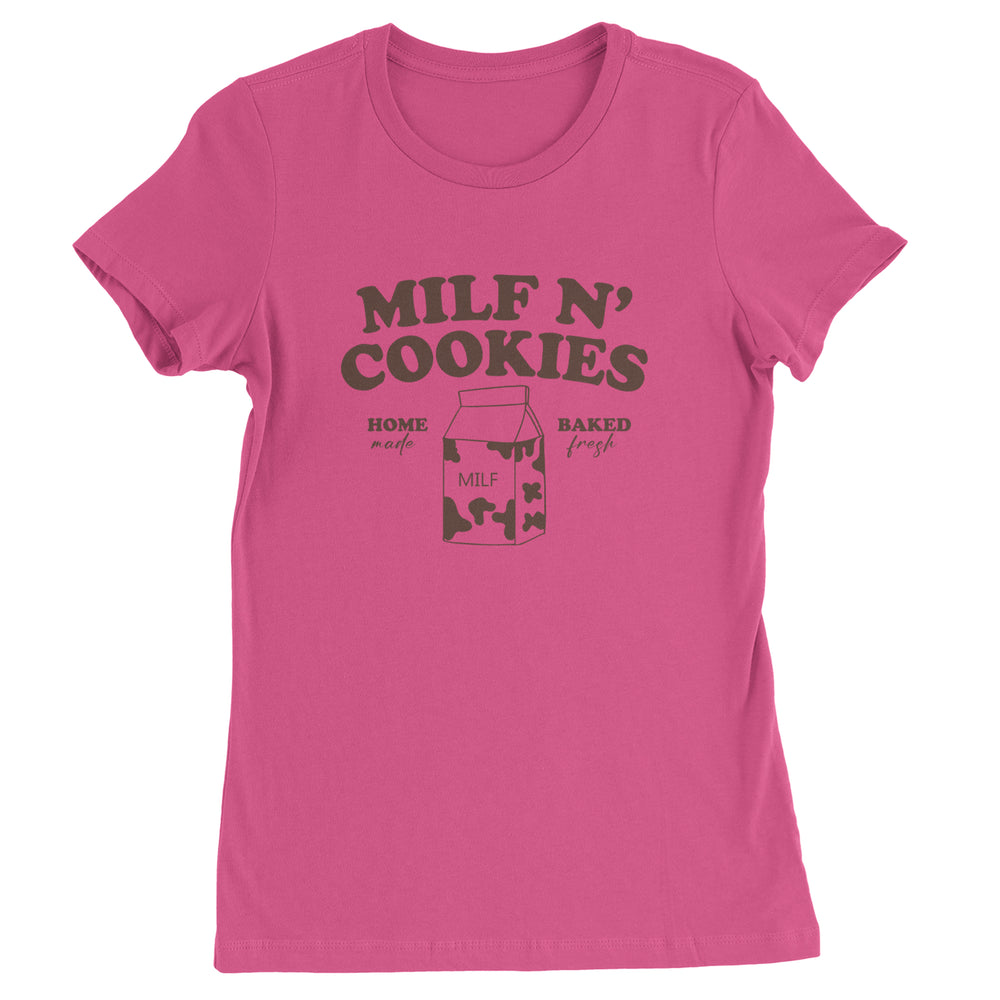 Milf And Cookies graphic on Women's Heavyweight Cotton T-Shirt in Hot Pink