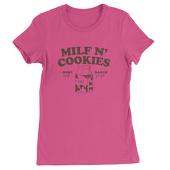 Milf And Cookies graphic on Women's Heavyweight Cotton T-Shirt in Hot Pink