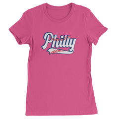 Philly Baseball Stitching Womens T-shirt Hot Pink