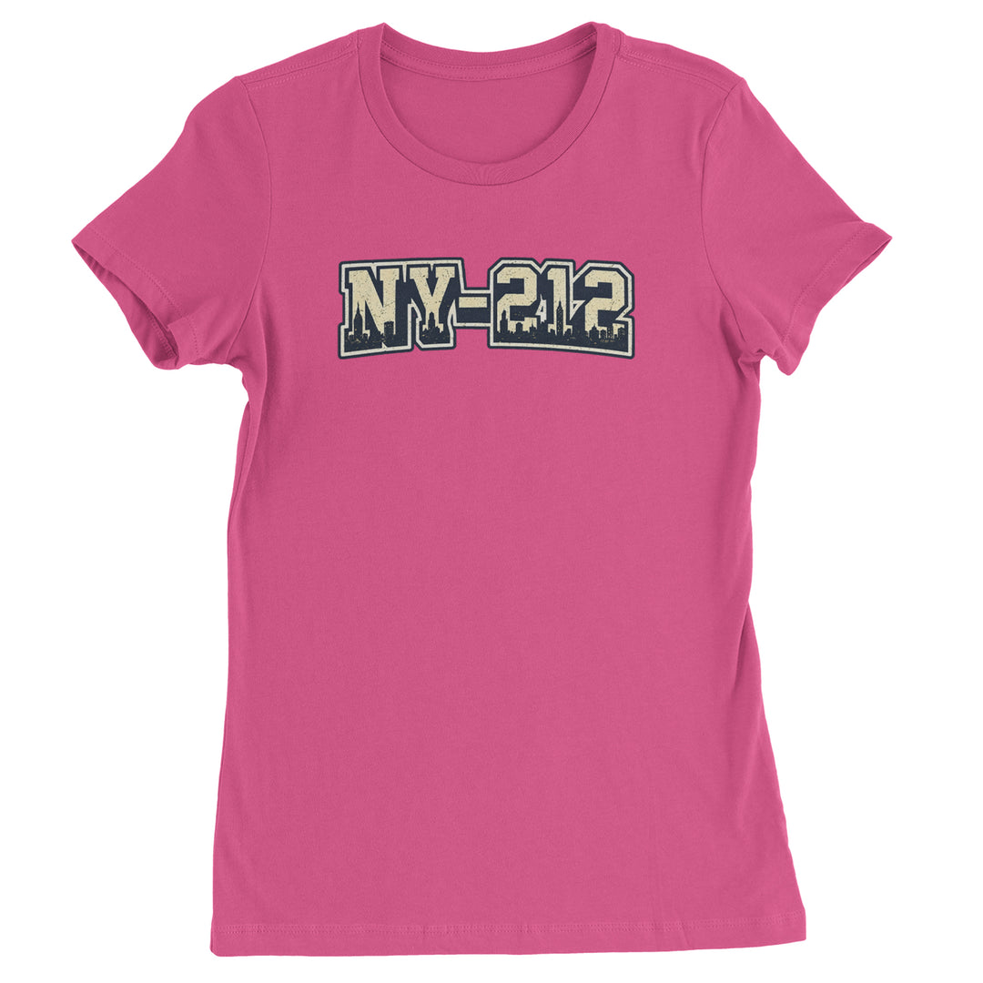 New York City 212 Area Code Skyline  Womens T-shirt Hot Pink