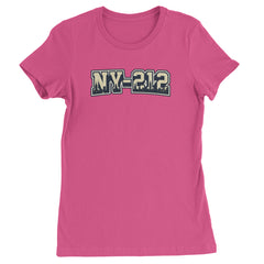 New York City 212 Area Code Skyline  Womens T-shirt Hot Pink