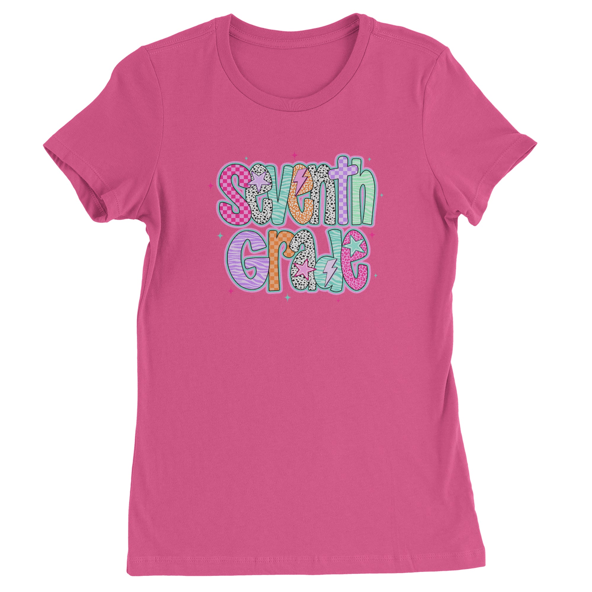 Seventh Grade Swagger Colorful Back to School Womens T-shirt Hot Pink