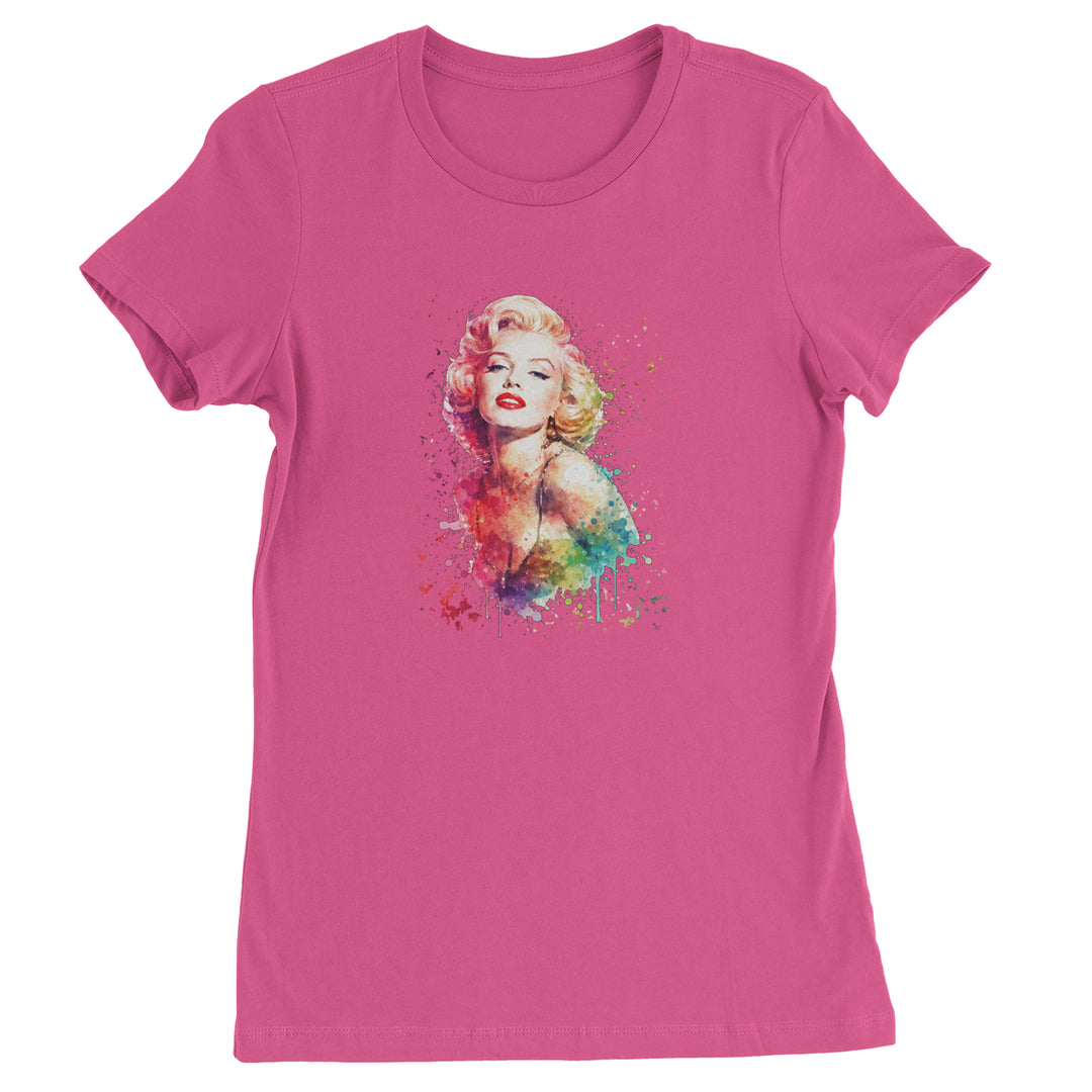 Mrs. Monroe Watercolors Bombshell Womens T-shirt Hot Pink