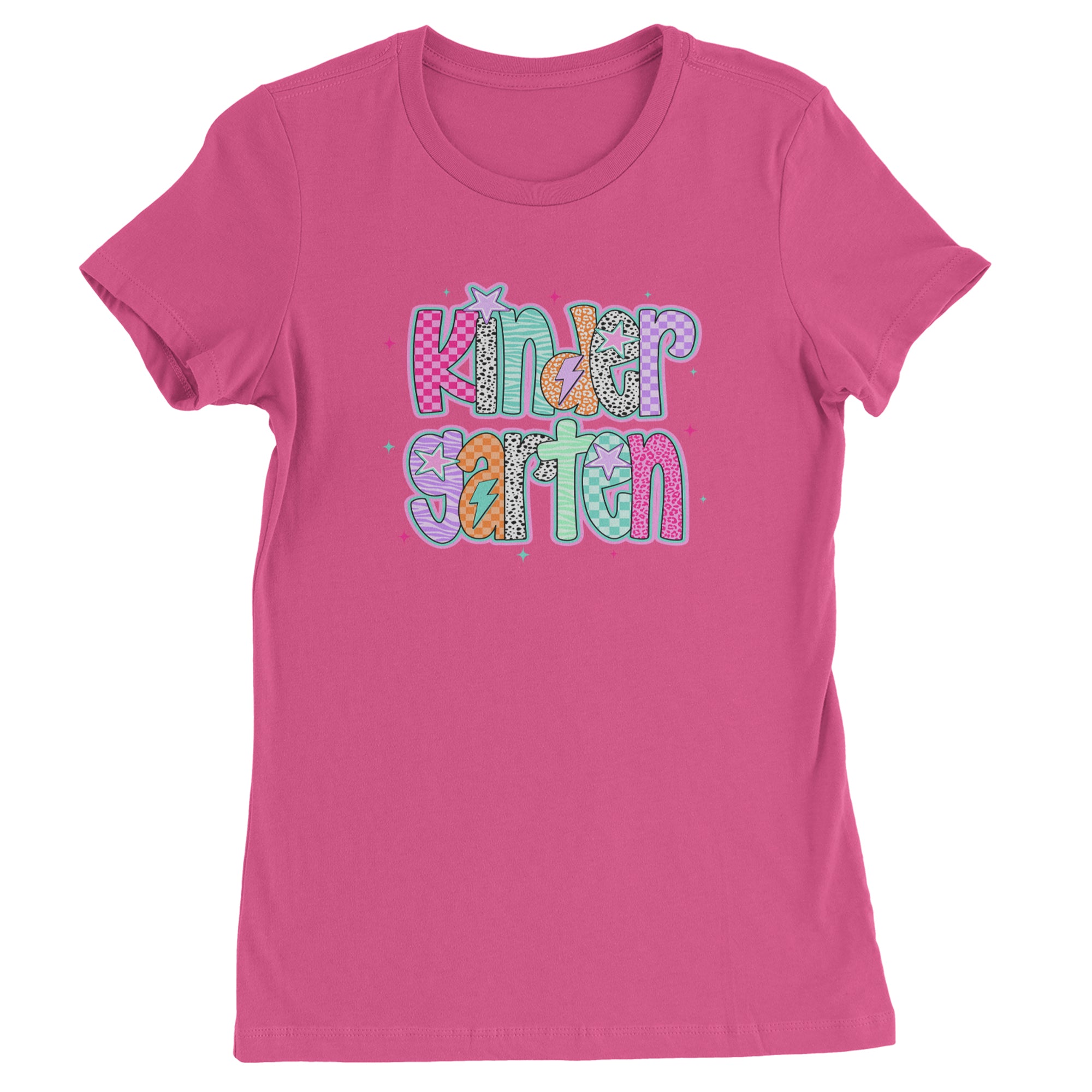 Kindergarten Cutie Colorful Back to School Womens T-shirt Hot Pink