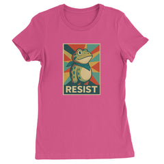 Resist Portland Protest Frog Womens T-shirt Hot Pink