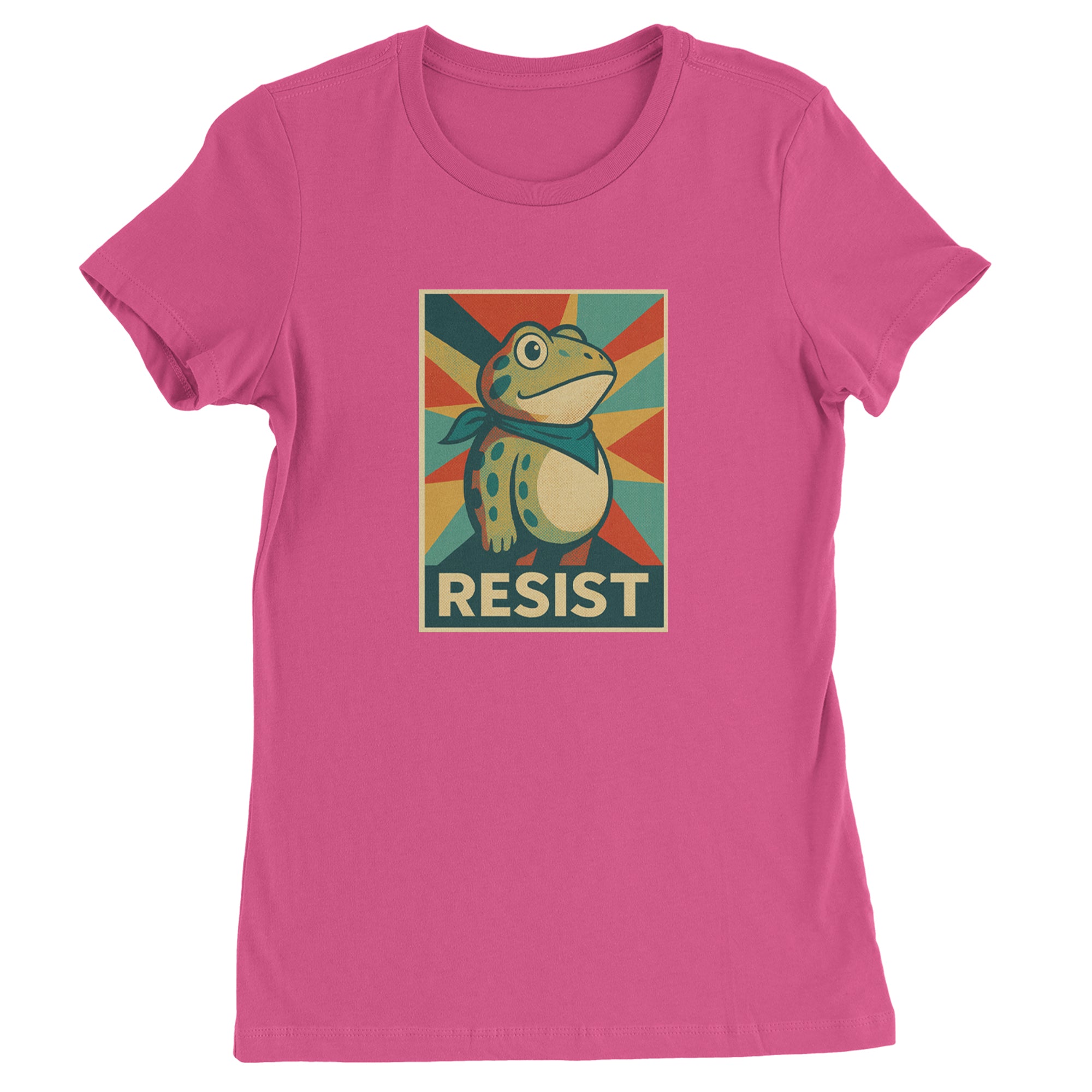 Resist Portland Protest Frog Womens T-shirt Hot Pink