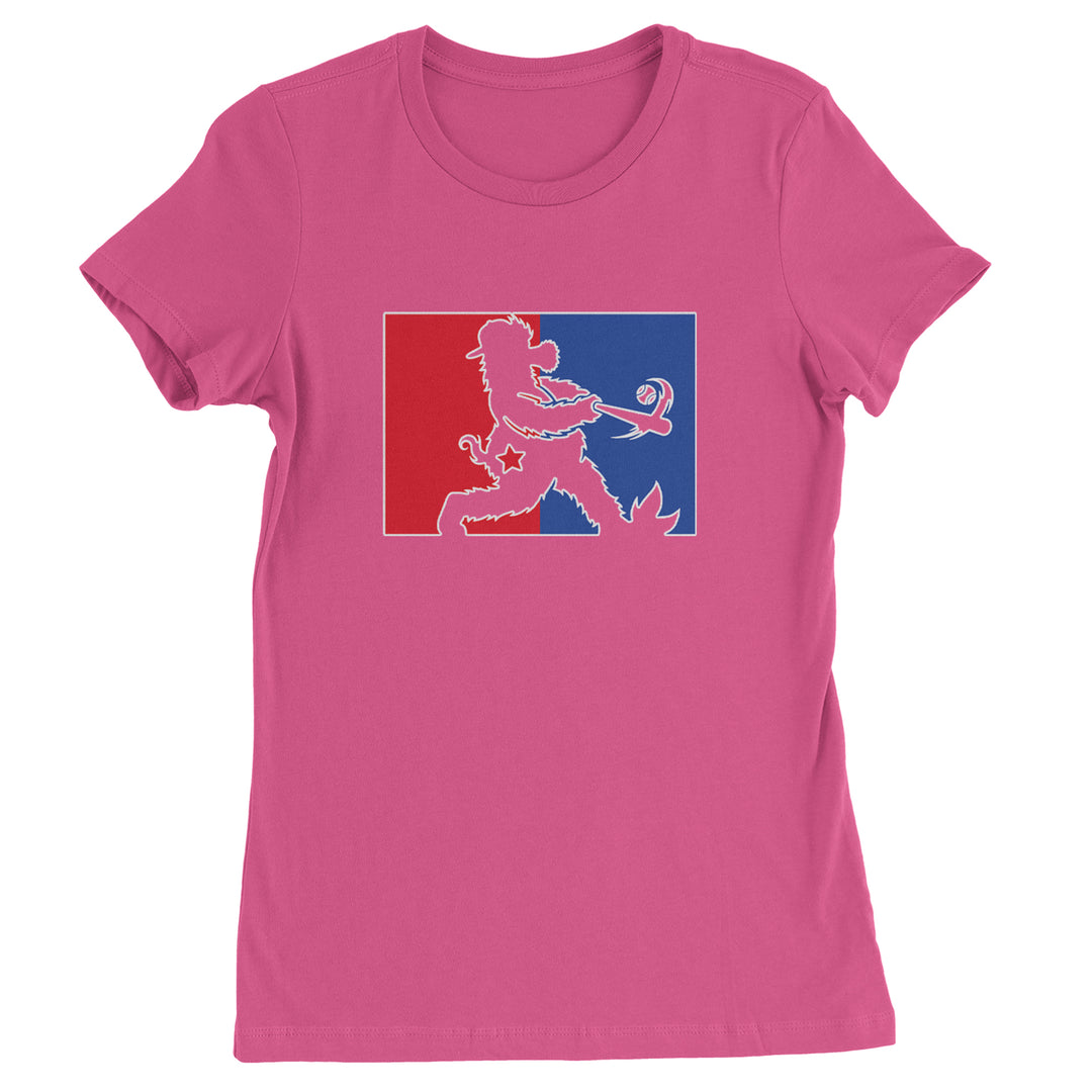 Batter Up Philly Baseball Phan Womens T-shirt Hot Pink