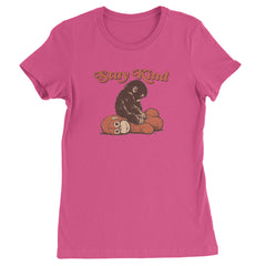 Punch Stay Kind Macaque Womens T-shirt Hot Pink