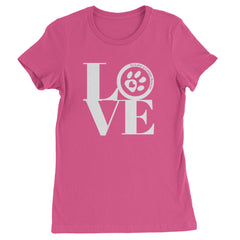 TLC LOVE Dog Rescue Womens T-shirt Hot Pink
