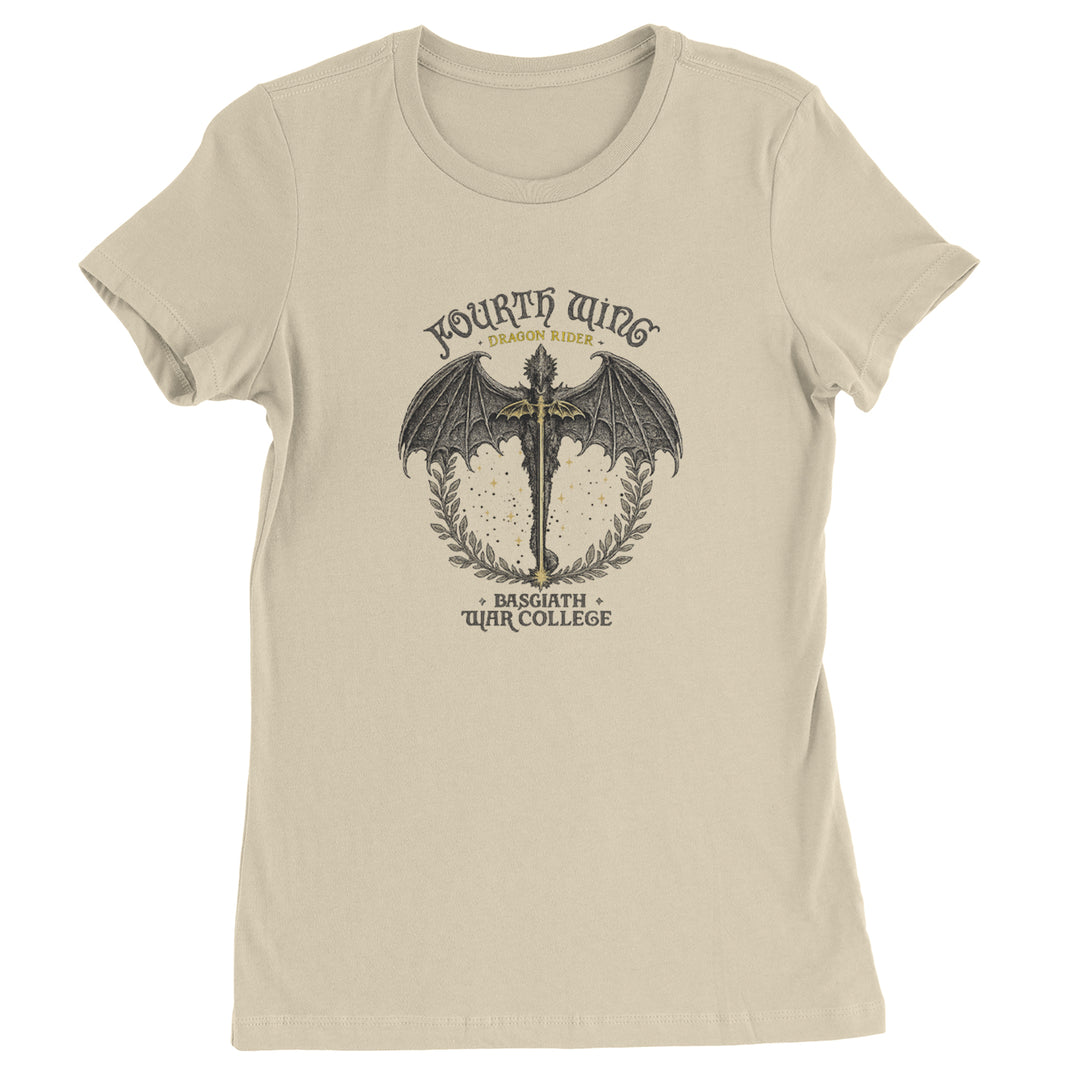Fourth Wing Dragon Rider Vintage Basgiath War College Womens T-shirt Ivory