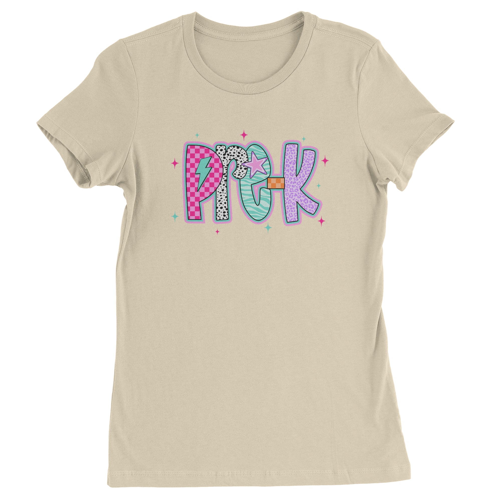 Pre-K Party Time Colorful Back to School Womens T-shirt Ivory