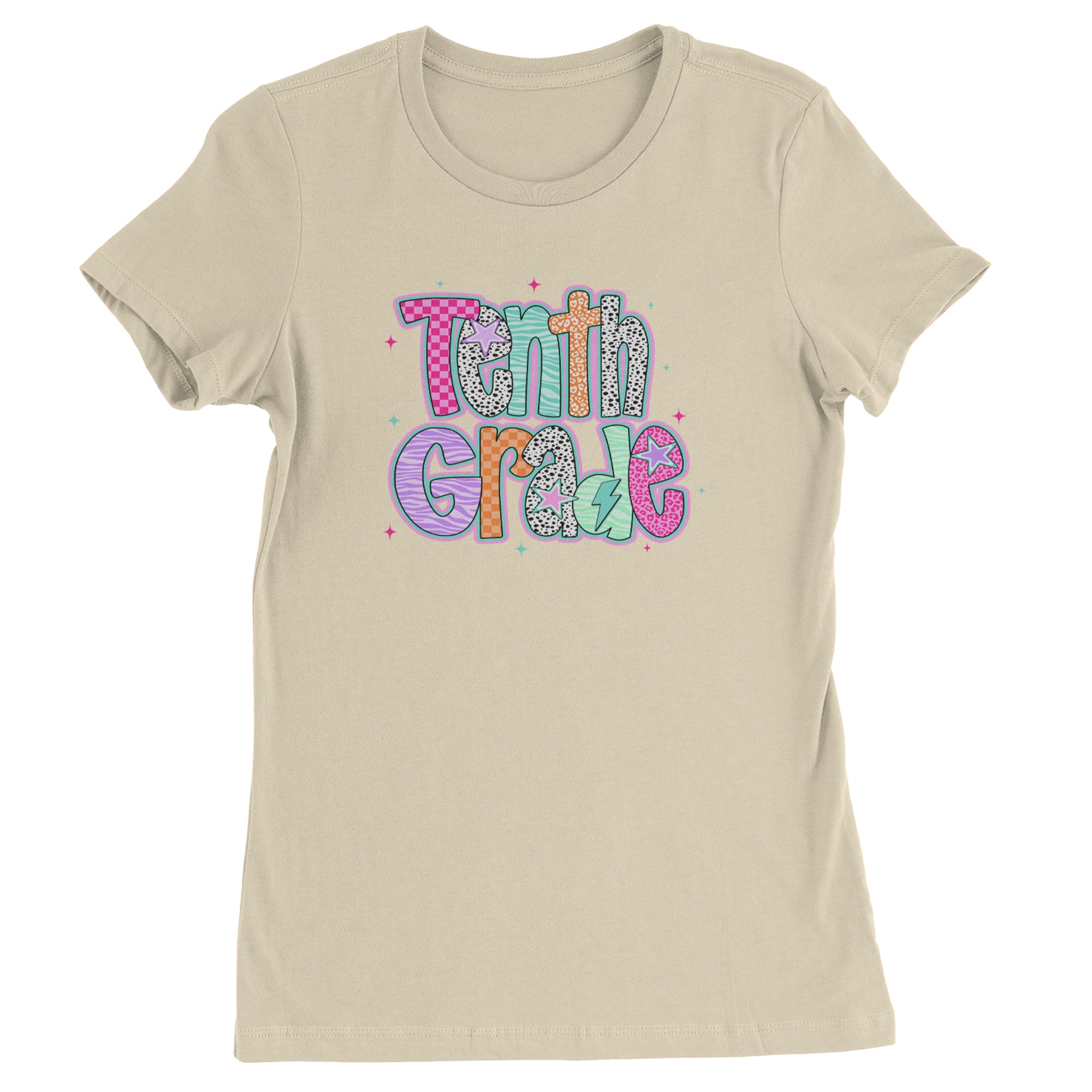Tenth Grade Trendsetter Colorful Back to School Womens T-shirt Ivory