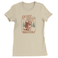Quest Squad Broccoli Cat Fantasy Reader  Womens T-shirt Ivory
