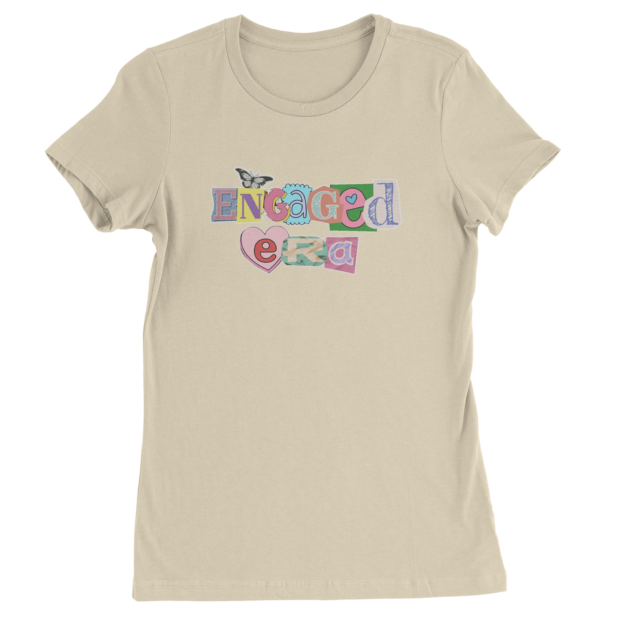 Engaged Era Aesthetic Retro Collage Design Womens T-shirt Ivory