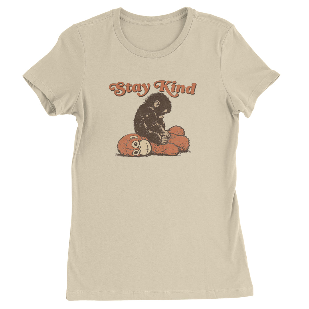 Punch Stay Kind Macaque Womens T-shirt Ivory