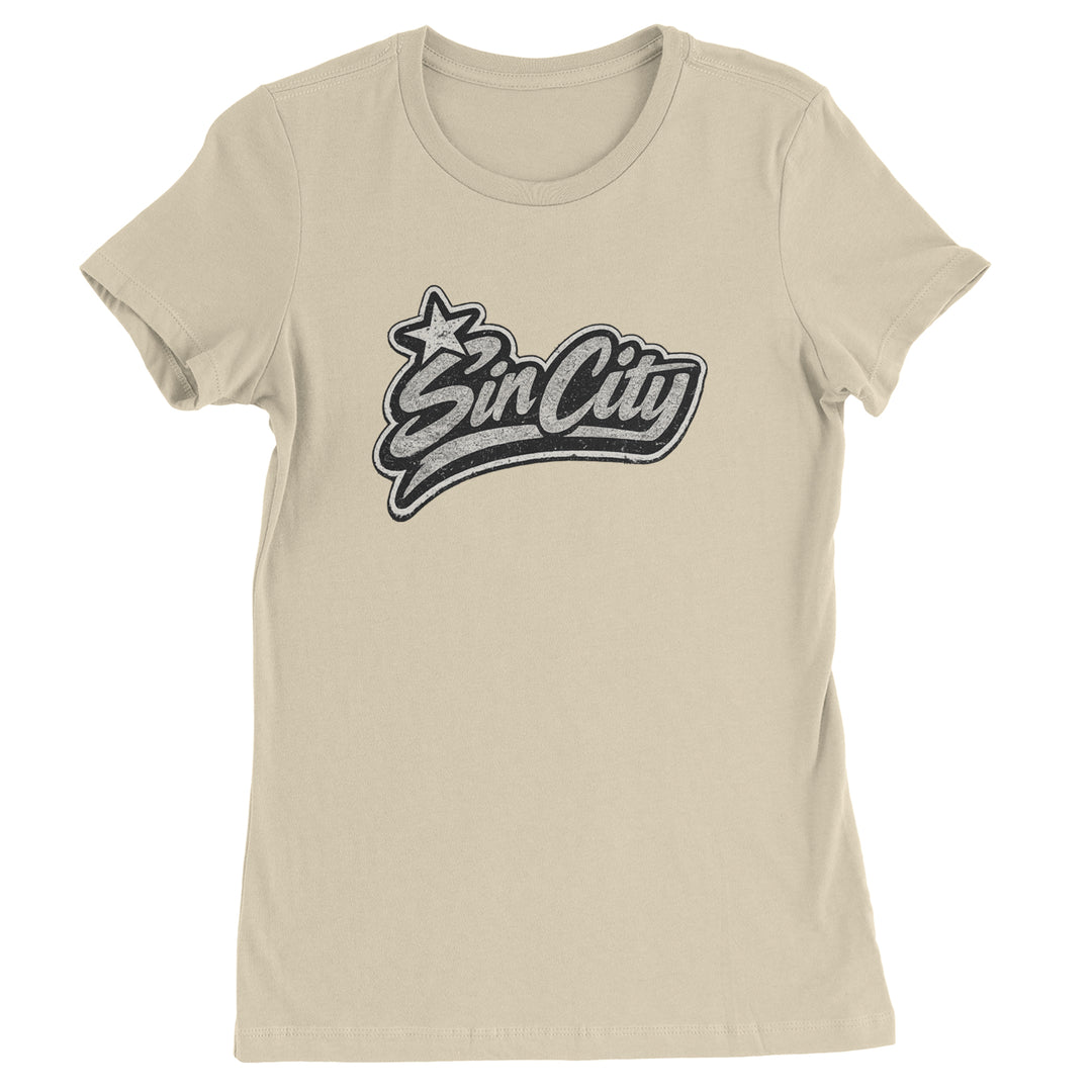Sin City Vegas Retro Vintage graphic on Women's Heavyweight Cotton T-Shirt in Ivory