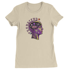 Psychedelic Cosmic Mushroom Head Womens T-shirt Ivory