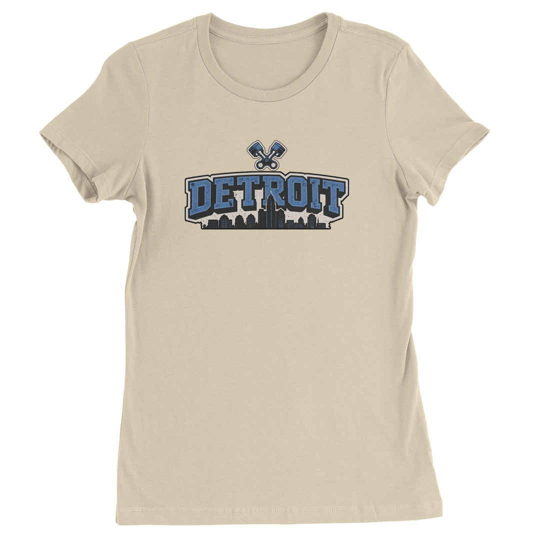Detroit Motor City Retro Piston Womens T-shirt Ivory