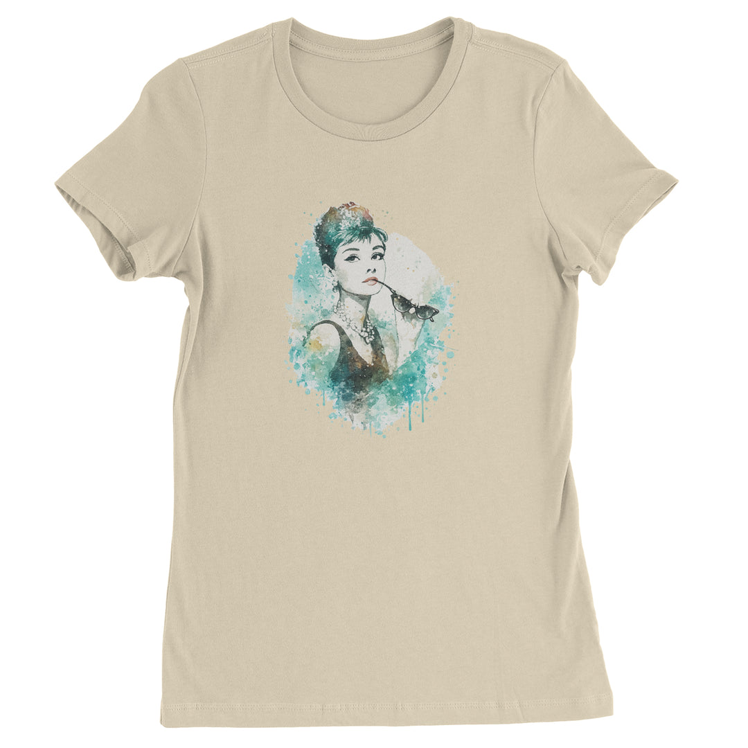 Mrs. Herpburn Iconic Watercolors Womens T-shirt Ivory