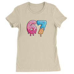 67 Dripping Ice Cream Donut Melt Womens T-shirt Ivory