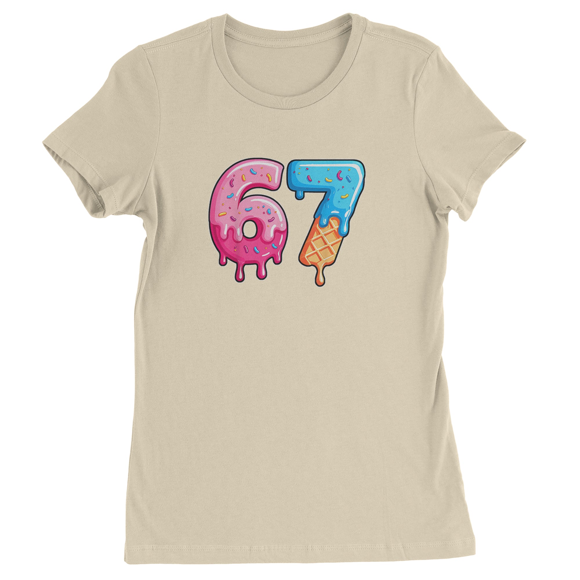67 Dripping Ice Cream Donut Melt Womens T-shirt Ivory