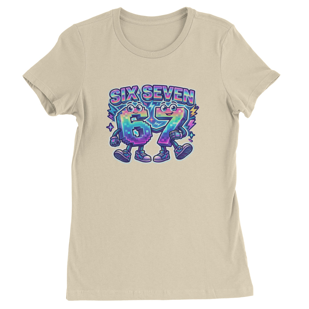 Six Seven 67 Retro Pixel Buddies Womens T-shirt Ivory