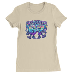 Six Seven 67 Retro Pixel Buddies Womens T-shirt Ivory