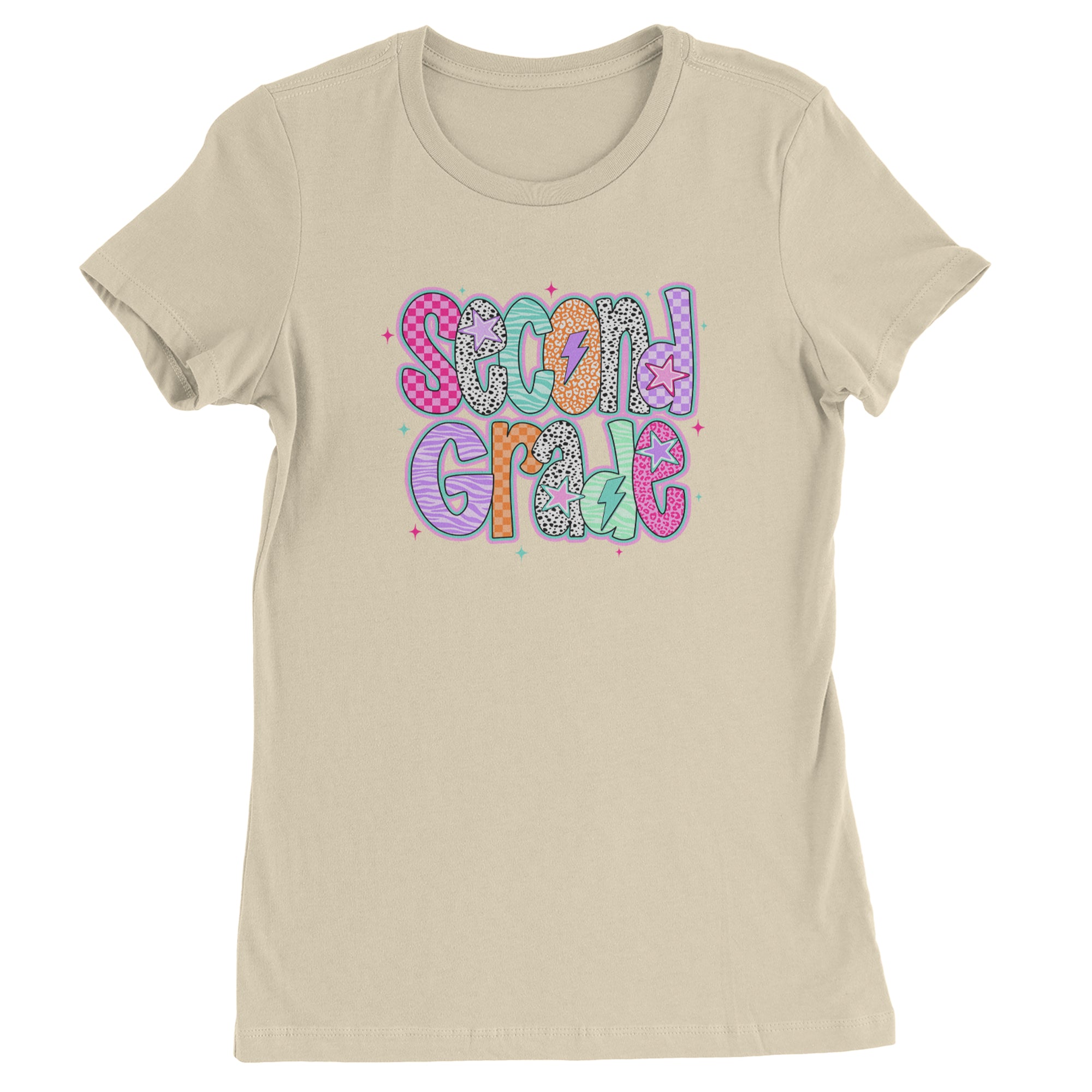 Second Grade Star Colorful Back to School Womens T-shirt Ivory