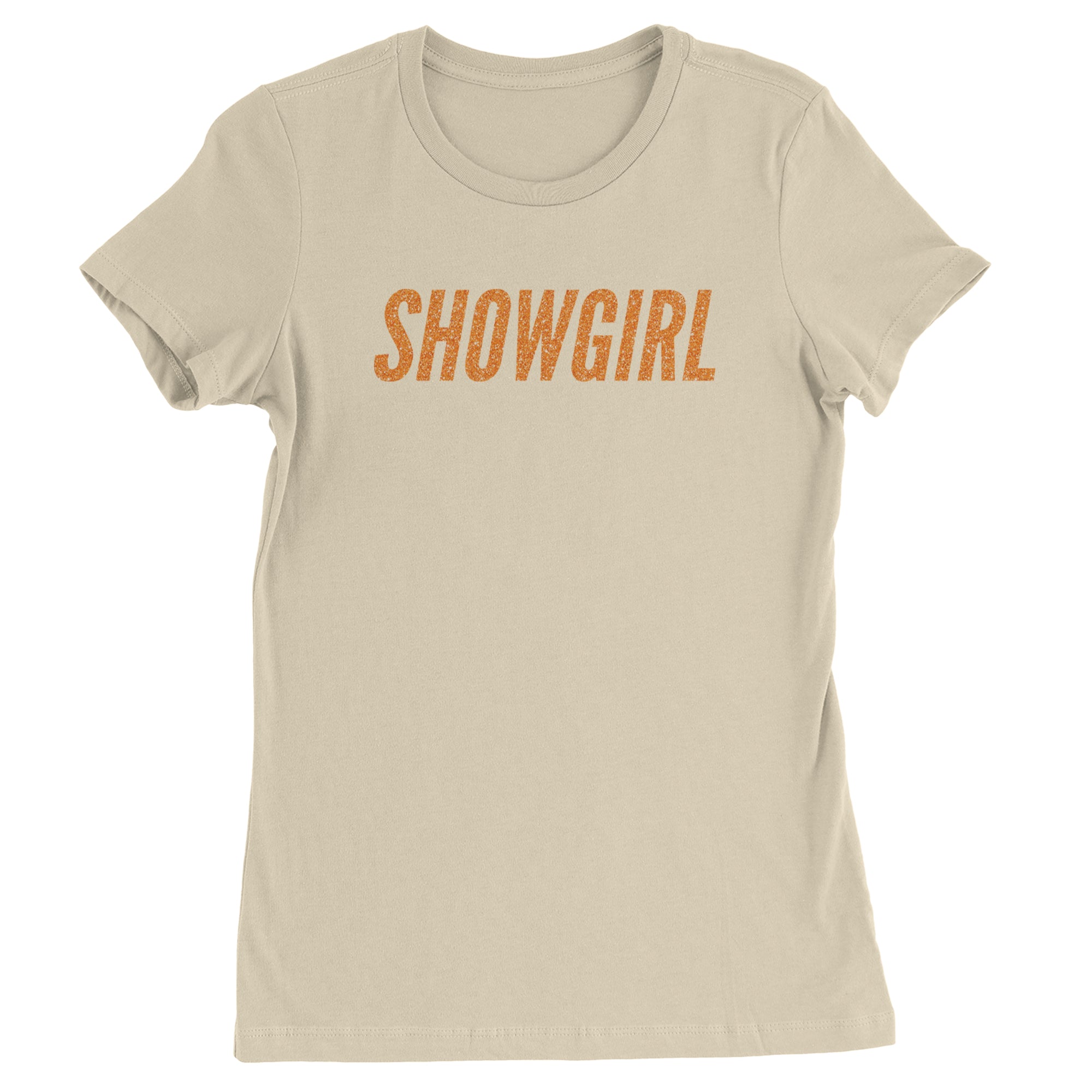 Showgirl Orange Glitter Womens T-shirt Ivory