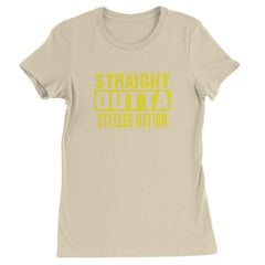Straight Outta Steeler Nation Football graphic on Women's Heavyweight Cotton T-Shirt in Ivory