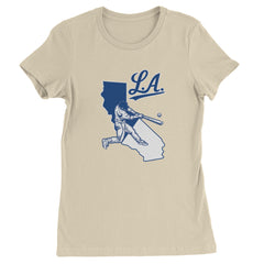 Los Angeles Baseball Batter Up Womens T-shirt Ivory
