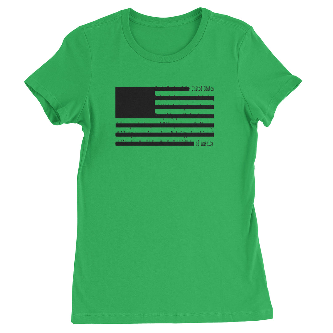 Redacted American Flag Womens T-shirt Kelly Green
