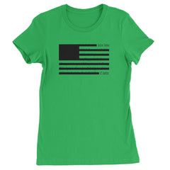 Redacted American Flag Womens T-shirt Kelly Green