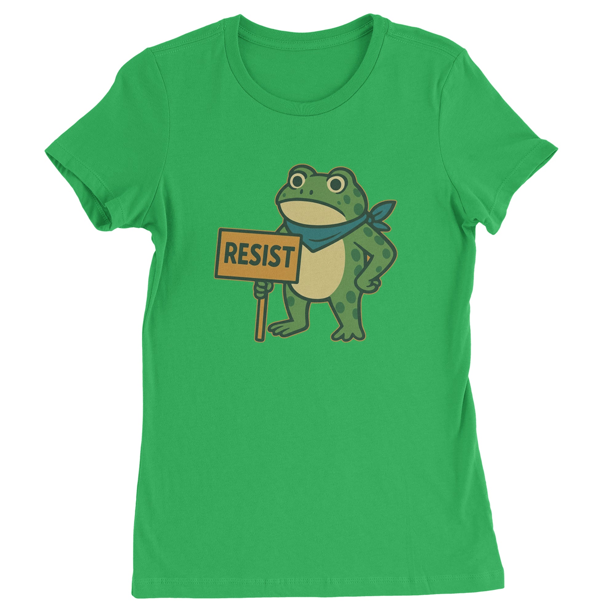 Sign Resist Meme Frog Protest Womens T-shirt Kelly Green