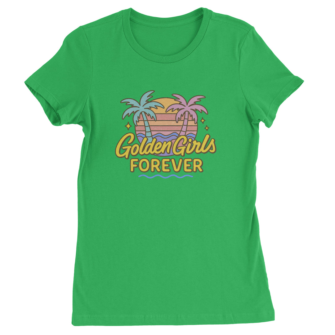 Golden Girls Forever Retro Sunset Womens T-shirt Kelly Green