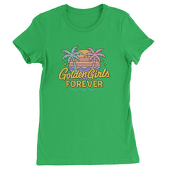 Golden Girls Forever Retro Sunset Womens T-shirt Kelly Green